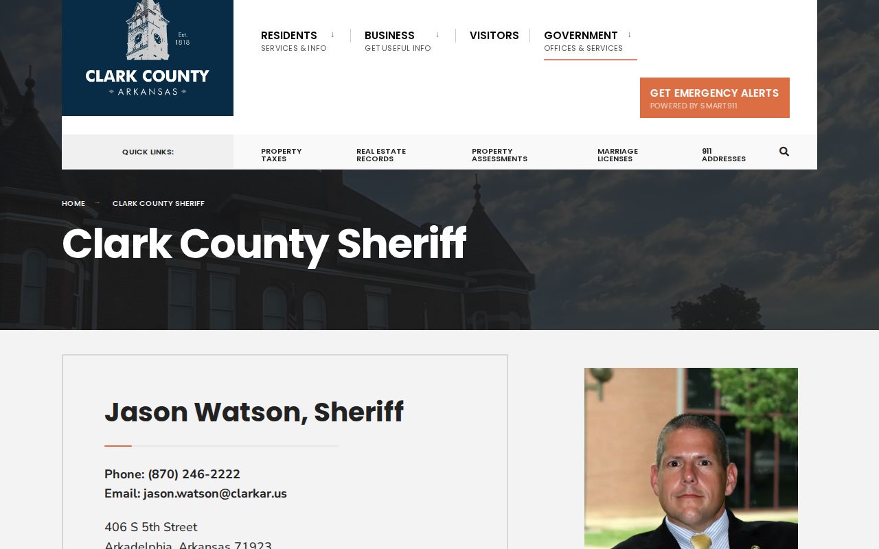 Clark County Sheriff official contact page used when no public arrest roster is available